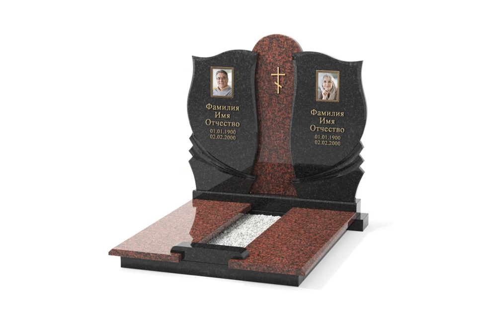 Двойной памятник с центральной стелой и плитами — модель №251