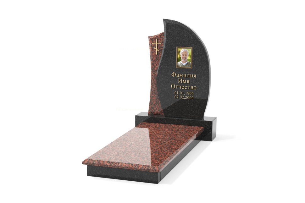 Комбинированный памятник с горизонтальной плитой на цветнике — модель №288