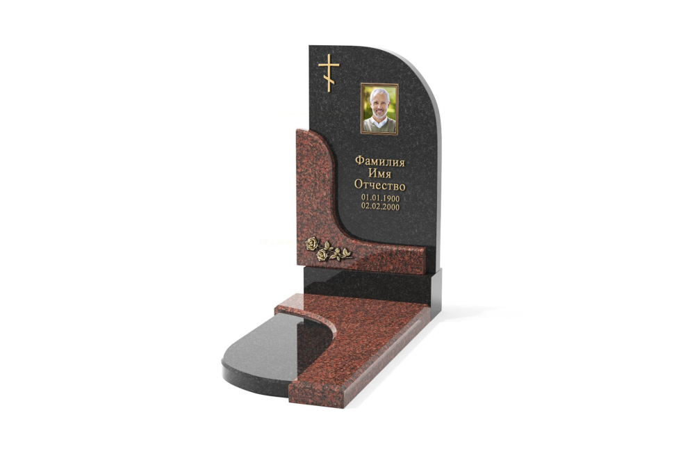 Комбинированный памятник с закруглённой стелой — модель №298