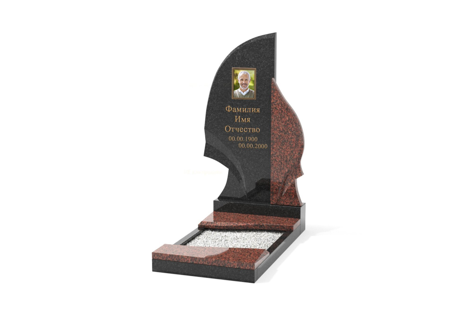 Комбинированный памятник с фигурными стелами и цветником — модель №336