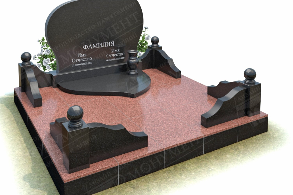 Авторский памятник из габбро и серого гранита